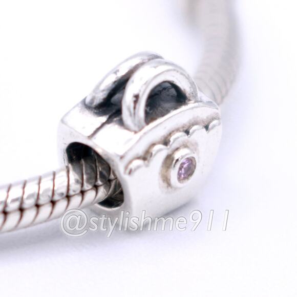 Authentic PANDORA Scalloped Purse with Pink CZ Charm - 790473PCZ - Picture 1 of 11